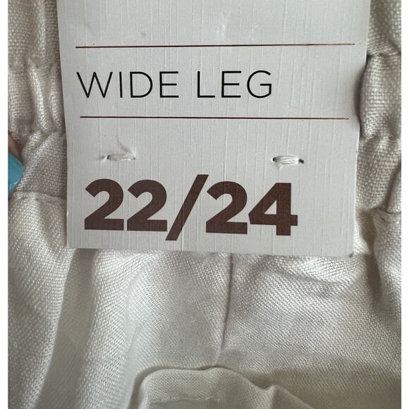 LANE BRYANT Plus White Linen Blend Lagenlook Wide Leg Pull On Pants - Picture 9 of 14